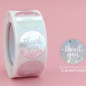 Festive Silver Thank you stickers 500 pieces 1 inch each